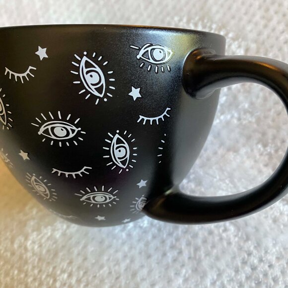 Stay Wild Moon Child Third Eye Black and White Wide 18oz Cappuccino Coffee Mug - Picture 3 of 9
